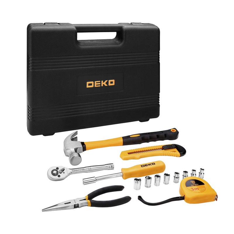 DEKOPRO 65 Pieces Tool Set General Household Hand Tool Kit with Storage Case Plastic ToolBox - Image 5