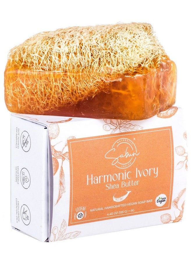 SABUN NATURALLY LAVISH - Shea Butter Moisturizer Soap Natural Exfoliating Loofah Soap Bar Smells Like Light Nutty Cream Handmade With Shea Butter Jojoba Oil Witch Hazel Beauty Bar For Softer Skin [4.40 Oz 125 Gr] - Image 1