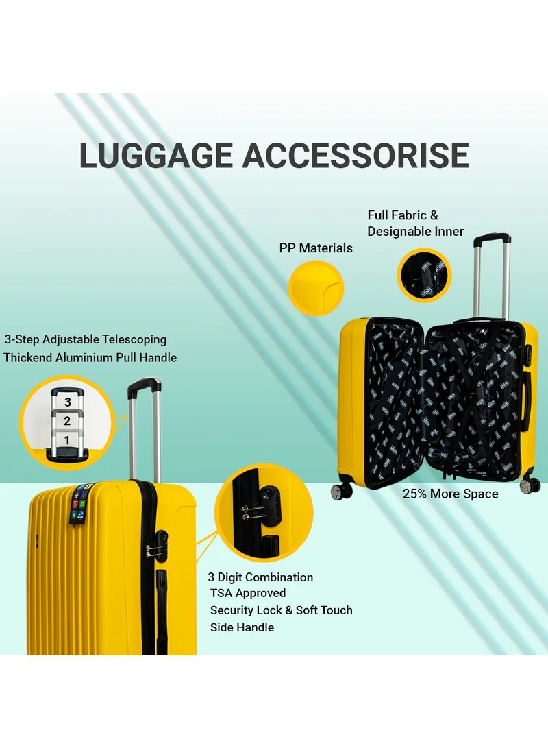MNUK Viator Carry-On Luggage- 20 Inch |Hard-side Smooth and comfortable Luggage Trolley with TSA Lock | PP Material| Double 360° 4 Wheeler| Cabin- Yellow
