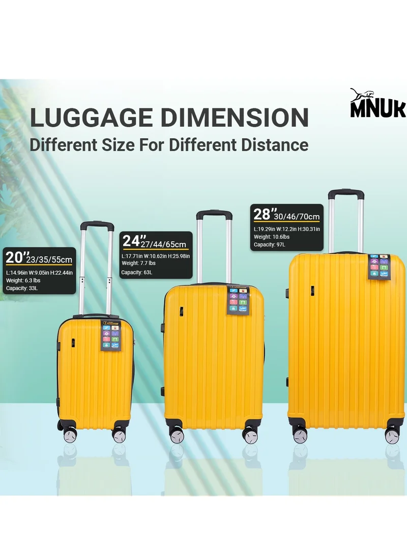 MNUK Viator Carry-On Luggage- 20 Inch |Hard-side Smooth and comfortable Luggage Trolley with TSA Lock | PP Material| Double 360° 4 Wheeler| Cabin- Yellow