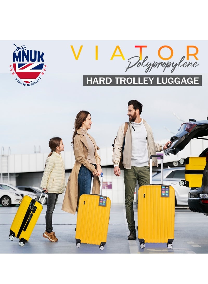 MNUK Viator Carry-On Luggage- 20 Inch |Hard-side Smooth and comfortable Luggage Trolley with TSA Lock | PP Material| Double 360° 4 Wheeler| Cabin- Yellow - Image 4
