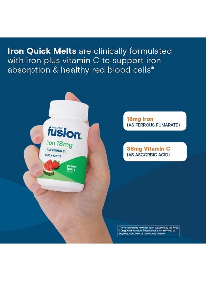 Bariatric Fusion Iron Supplement for Women Quick Melt | Sugar Free Dissolvable Chewable Iron Tablets | Ferrous Fumarate 18 mg Iron with Vitamin C | Melon Berry | Gluten, Dairy and Soy Free | 90 Count - Image 5