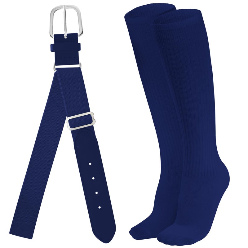 Dxhycc Youth Baseball Socks and Belt Combo Set Softball Baseball Socks and Elastic Waist Belt for Youth Boys Girls, Navy Blue - Image 1