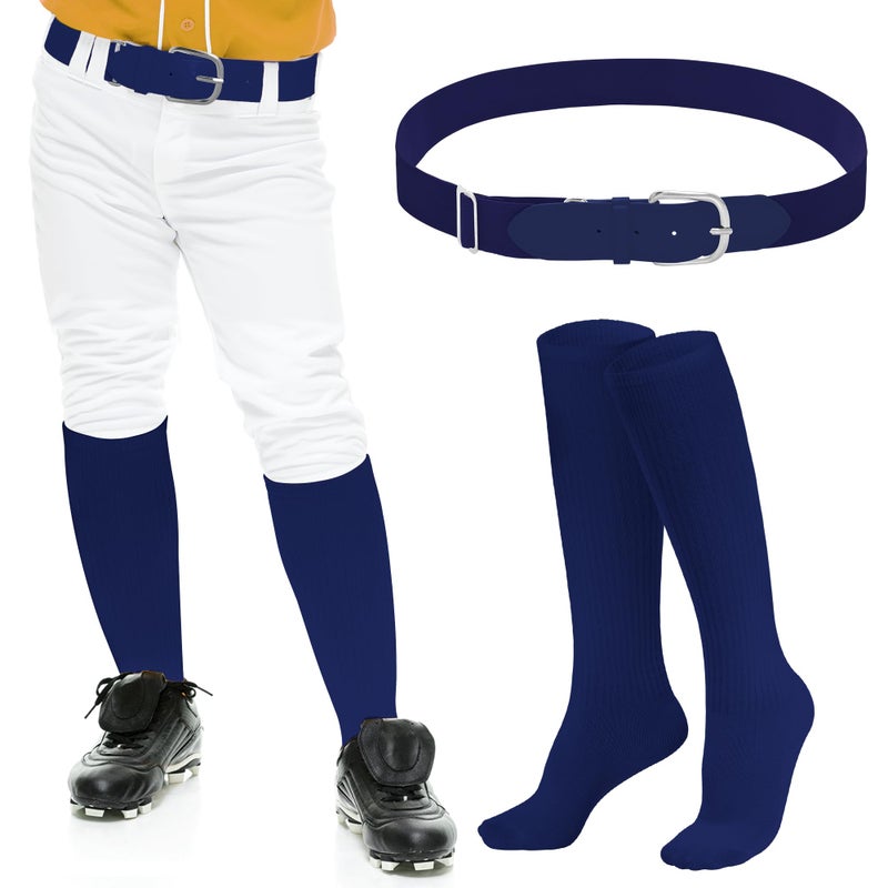 Dxhycc Youth Baseball Socks and Belt Combo Set Softball Baseball Socks and Elastic Waist Belt for Youth Boys Girls, Navy Blue - Image 4