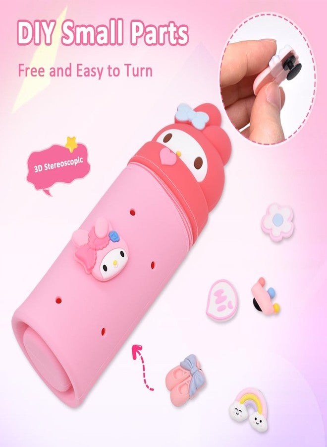 PATPAT Cotton Kawaii Pencil Pouch Pen Holder for Girls, Pink - Image 4