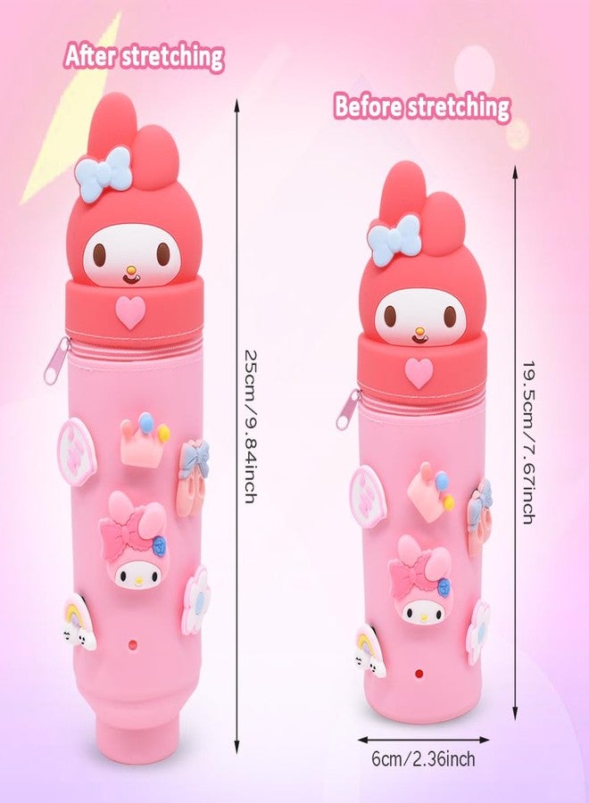 PATPAT Cotton Kawaii Pencil Pouch Pen Holder for Girls, Pink - Image 2