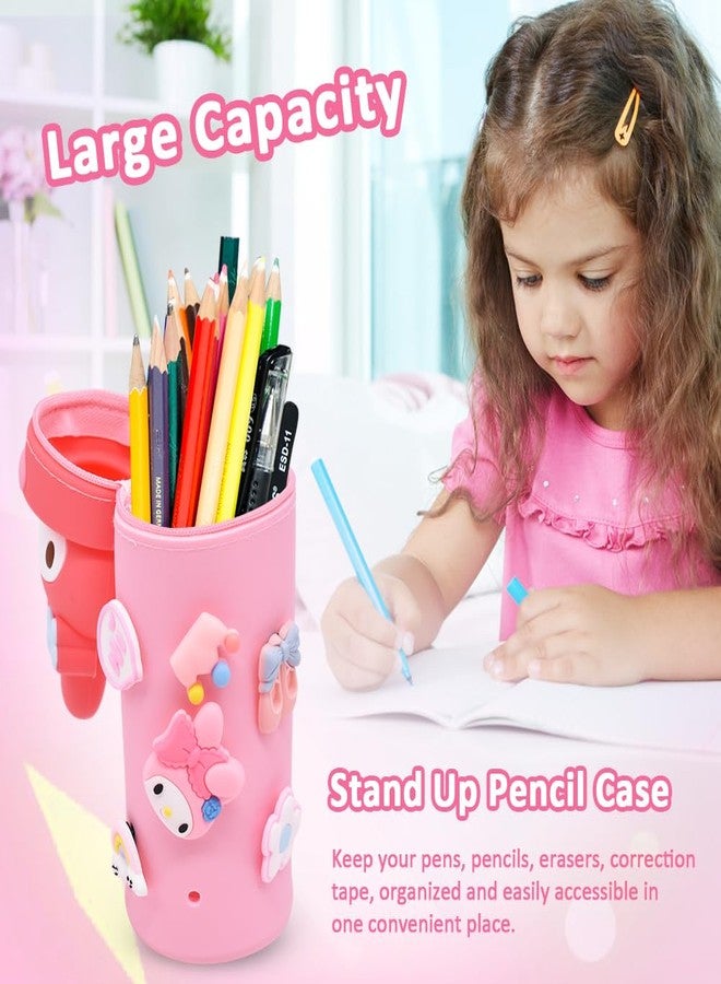 PATPAT Cotton Kawaii Pencil Pouch Pen Holder for Girls, Pink - Image 5