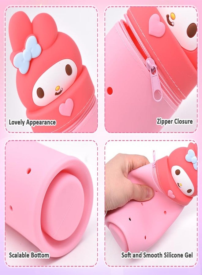 PATPAT Cotton Kawaii Pencil Pouch Pen Holder for Girls, Pink - Image 3