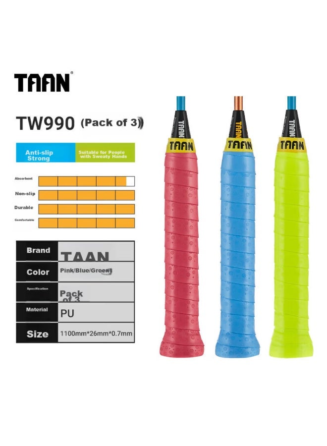 Taan Badminton Grip Tape, Sticky Textured Pu Handle Grip Tw990 - Image 2