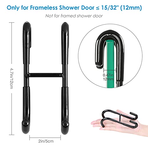 Simtive Shower Door Hooks (2-Pack), Towel Hooks for Bathroom Frameless Glass Squeegee Hooks, Black - Image 3