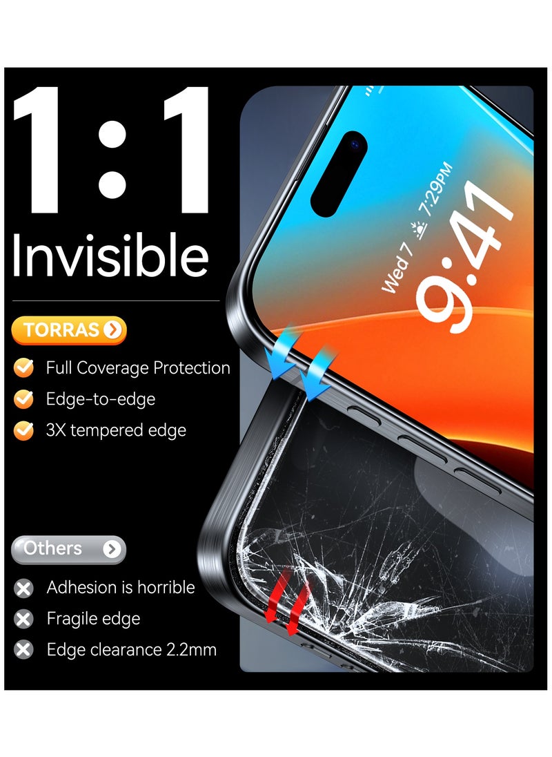 TORRAS - [Mil-Grade Shatterproof for iPhone 16 Pro Max Screen Protector [9H+ Aerospace Tempered Glass & One-Step Installation] Full Coverage Fit Bubble Free Top-Notch Protection, GlassGo X - Image 1