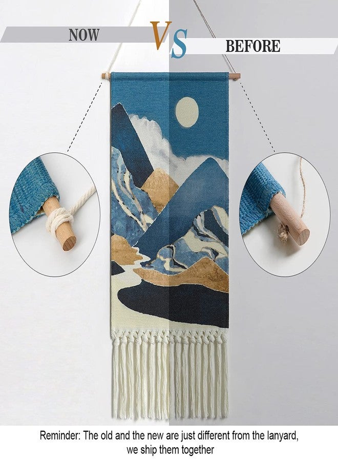 Alynsehom Macrame Woven Wall Hanging Tapestry Boho Wall Art Moon Mountain Chic Home Decor Bohemian Aztec Apartment Dorm Room Backdrop Decoration (Blue) - Image 5