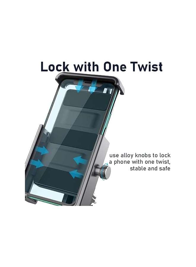 Green Tiger Bike Phone Holder, Adjustable Motorcycle Phone Holder Mount with 360° Rotation for Motorbike/Bicycle Handlebar Clamp and Rearview Mirror Bracket Fits 4.5-6.8 Inches iPhone/Smartphones - Image 3