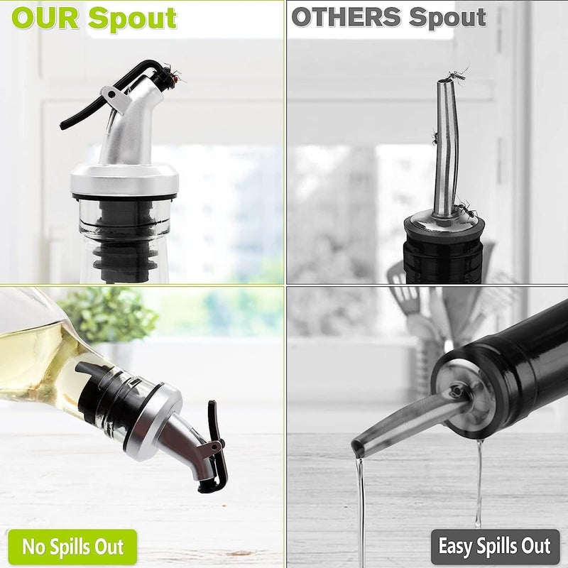 Showvigor Oil Bottle, 2 Pack of 500 ml Vinegar and Oil Dispenser Set with Funnel, Anti-fouling Cover, Label, Olive Oil Bottle Container with Clear Scale, Glass Bottle for Kitchen and BBQ - Image 4