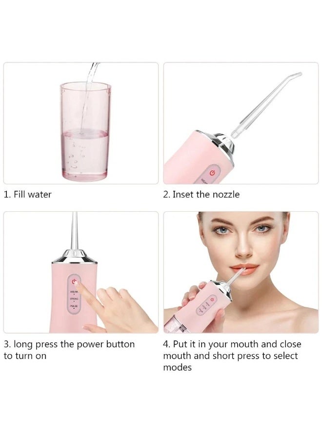 Portable Dental Water Flosser with 4 Nozzles – Waterproof & USB Rechargeable, Perfect for Travel & Home Use - Image 3