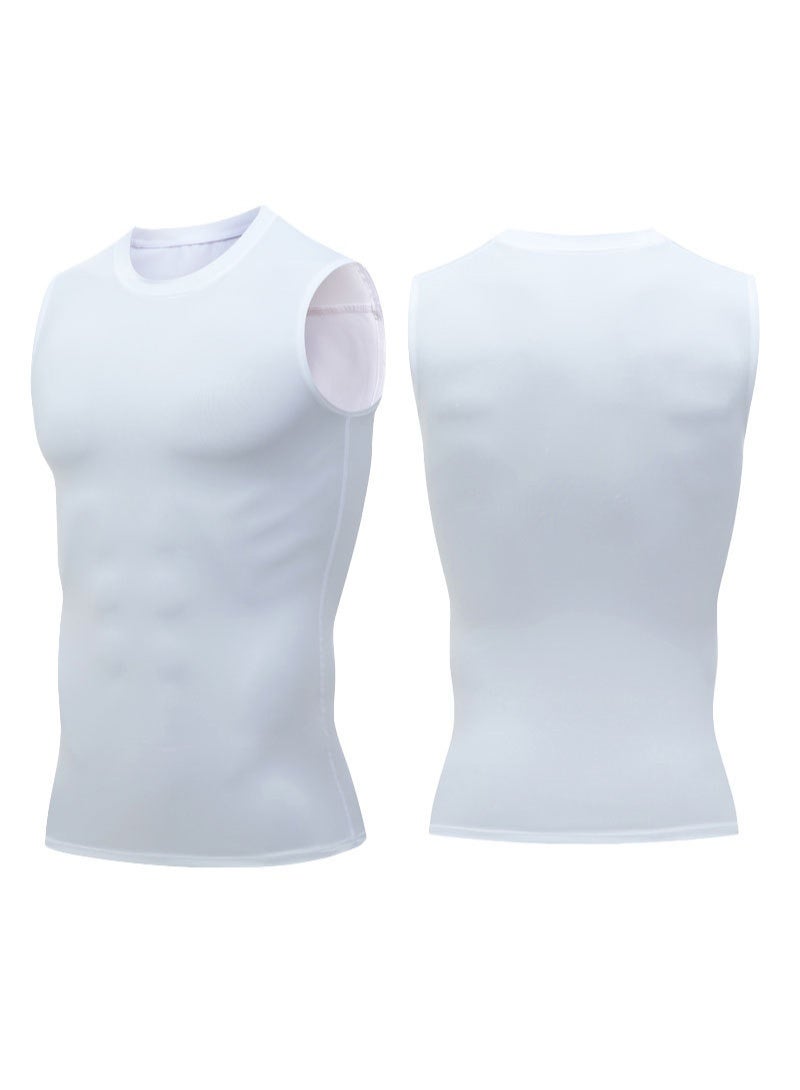 Men's Basketball Tights, American-Style Training Tank Top, Quick-Drying, Breathable, Stretch Waistcoat (White) - Image 2