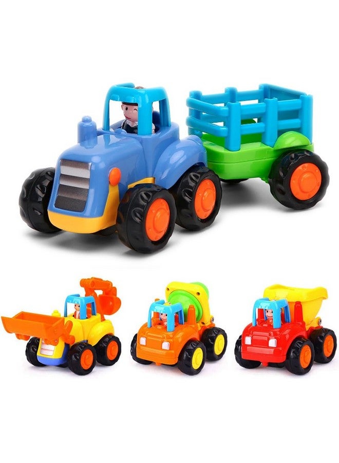 Yiosion Push and Go Friction Powered Cars Construction Vehicles Toy Set Tractor Bulldozer Mixer Truck Dumper for 1 2 3 Year Old Baby Toddlers Boys Gifts - Image 1