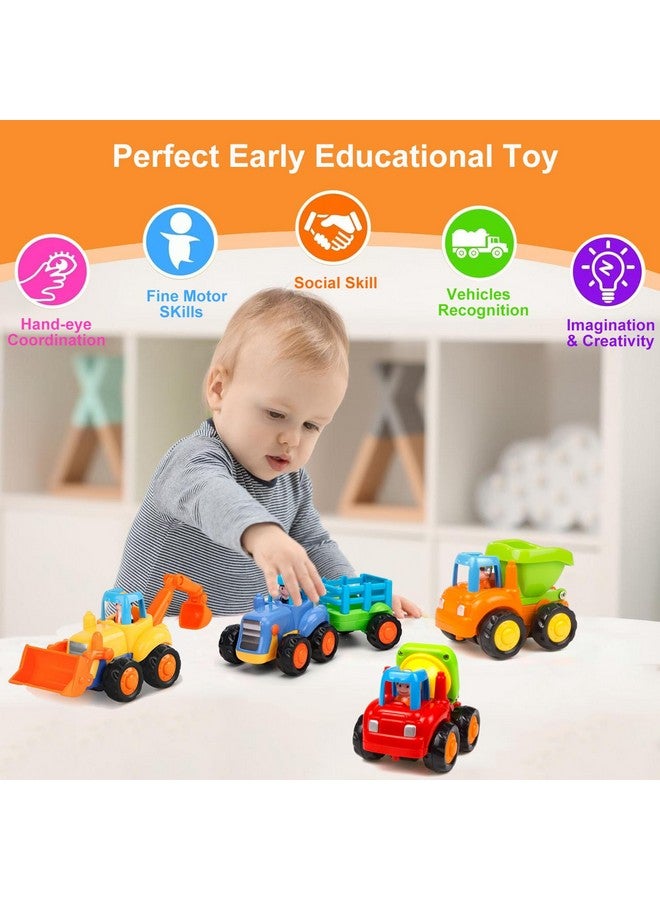 Yiosion Push and Go Friction Powered Cars Construction Vehicles Toy Set Tractor Bulldozer Mixer Truck Dumper for 1 2 3 Year Old Baby Toddlers Boys Gifts - Image 2