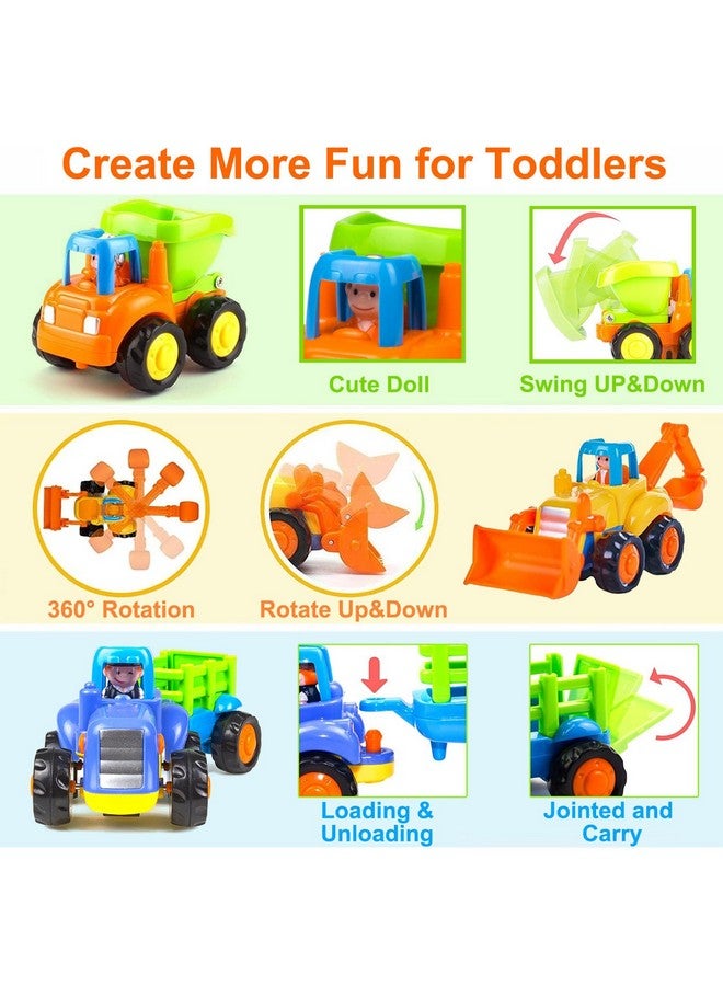 Yiosion Push and Go Friction Powered Cars Construction Vehicles Toy Set Tractor Bulldozer Mixer Truck Dumper for 1 2 3 Year Old Baby Toddlers Boys Gifts - Image 4