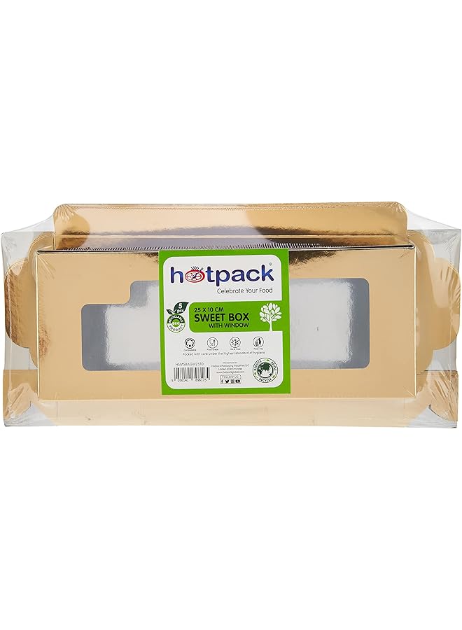هوت باك صندوق حلوى من الألومنيوم/نافذة ذهبية 25×10 سم، 5 قطع - Image 1
