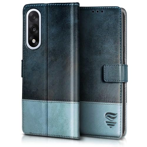 FLIPPED Vegan Leather Flip Case Back Cover for 1+ OnePlus Nord 5 (Flexible, Shock Proof | Hand Stitched Leather Finish | Card Pockets Wallet & Stand (Blue with Aquamarine) - Image 3