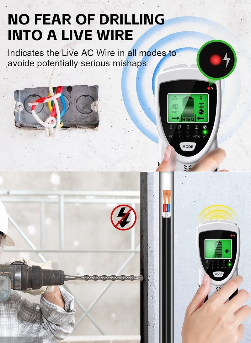 Stud Finder Wall Scanner, 2023 Upgrade 9 in 1 Stud Detector Wire Detector for Wall, Dienmern Cable Detector for Walls Scanner, with LCD Display for Stud AC Wire Cable Metal Wood Pipe Joist - Image 5