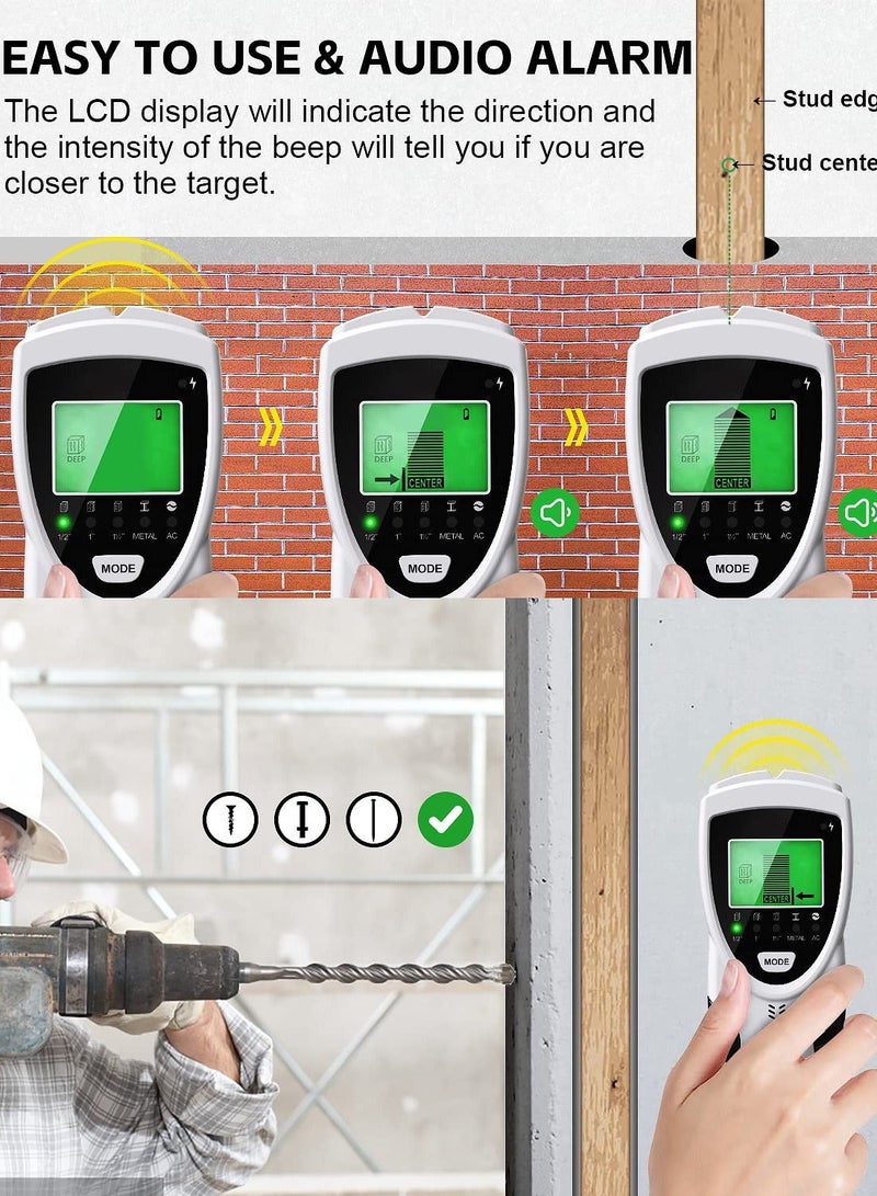 Stud Finder Wall Scanner, 2023 Upgrade 9 in 1 Stud Detector Wire Detector for Wall, Dienmern Cable Detector for Walls Scanner, with LCD Display for Stud AC Wire Cable Metal Wood Pipe Joist - Image 4