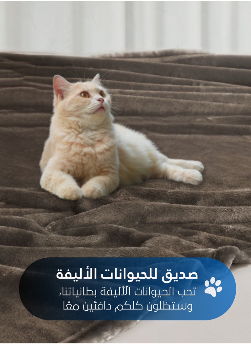 سيد المنسوجات المنزلية - بطانية مخمل خفيفه بمقاس مفرد، سلسلة مورا، 350 جم/متر مربع، 230 × 170 سم، صوف إضافي فائق النعومة لجميع فصول السنة، يستخدم كغطاء للسرير بطانيات . - Image 1