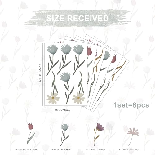 Ladinimo Boho Wildflower Wall Stickers,Daisy Flower Decals,Peel and Stick Floral Wall Decor for Girls Bedroom Living Room Nursery Home. - Image 3