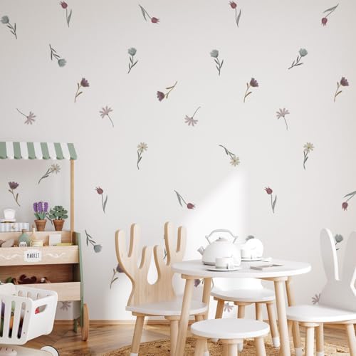 Ladinimo Boho Wildflower Wall Stickers,Daisy Flower Decals,Peel and Stick Floral Wall Decor for Girls Bedroom Living Room Nursery Home. - Image 1