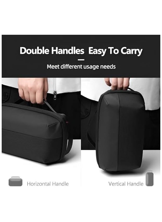 Ogetok Electronics Travel Cord Organizer Bag, Double Layers Travel Cable Storage Carry Case, Water Resistant Small Tech Accessories Pouch for Charger, Power Bank, Mouse, Earphone, SD Card (Black) - Image 2
