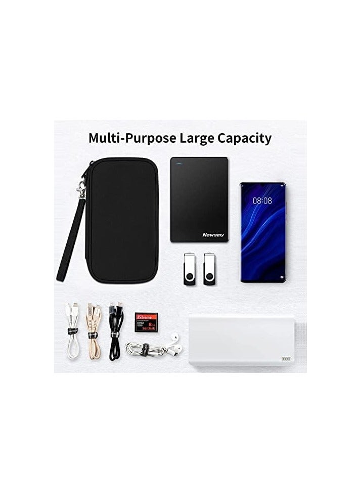 Ogetok Electronics Travel Cord Organizer Bag, Double Layers Travel Cable Storage Carry Case, Water Resistant Small Tech Accessories Pouch for Charger, Power Bank, Mouse, Earphone, SD Card (Black) - Image 3