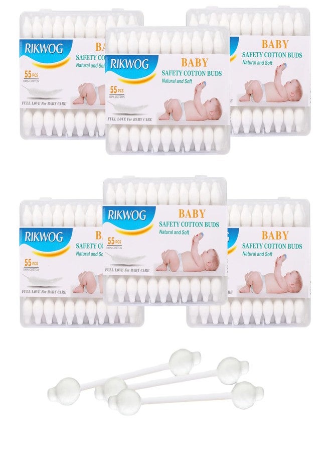 RIKWOG Baby Swabs by RIKWOG, 100% Large Safety Tip Cotton Swabs 330 Count (6 Pack), Organic Cotton with White Paper Sticks, Hypoallergenic Gentle Cleaning for Newborn, Baby, Infants, Kids & Toddlers - Image 1