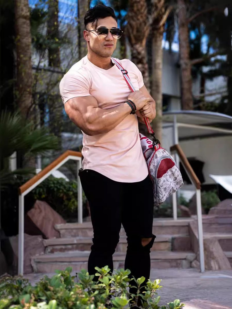 American Brothers Hip Hop Casual Round Neck Short Sleeve Cotton Loose Breathable plus size Sports Fitness T-shirt Trend - Image 4