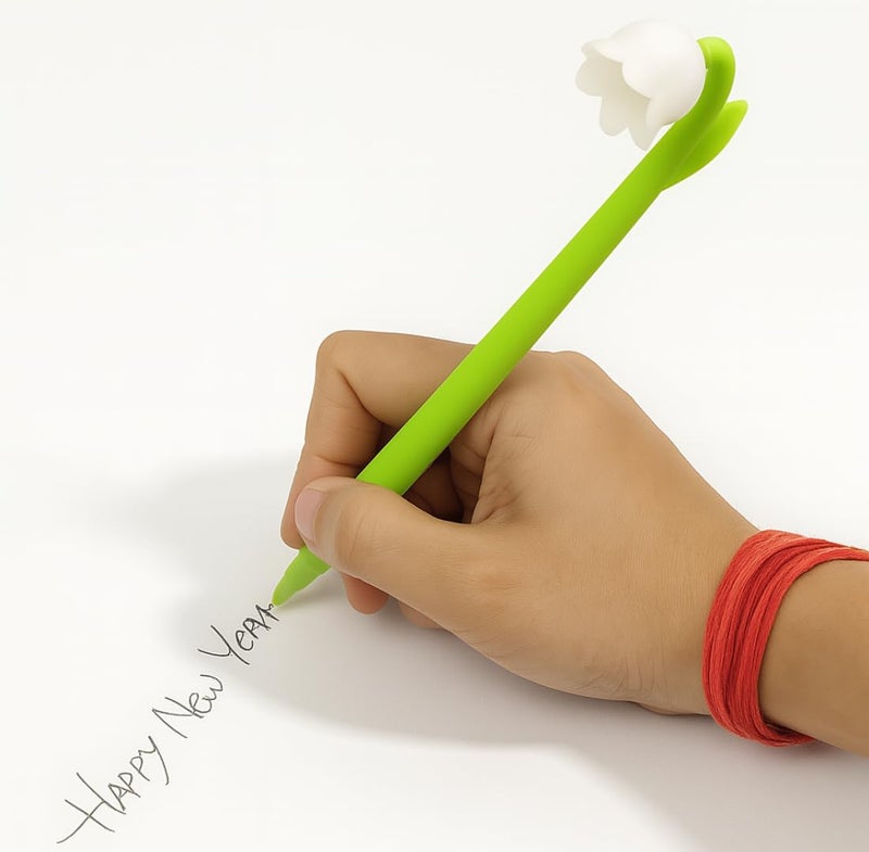 Tresneria Cute Cartoon Flower Gel Pens Set of 3 | Flexible Silicone Nature Pens for Girls & Women | Smooth Black Ink Writing - Image 2