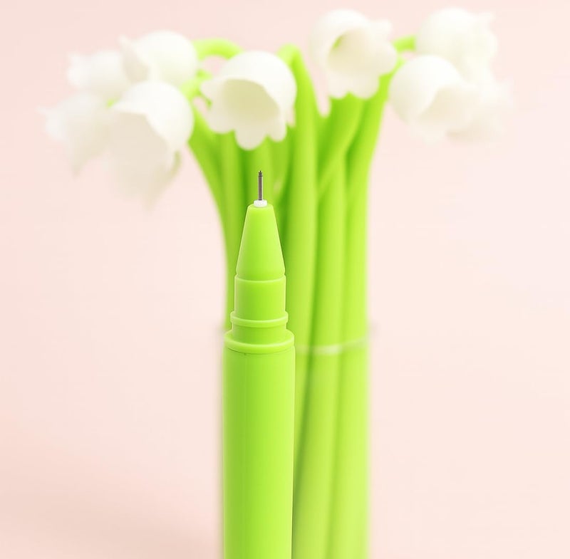 Tresneria Cute Cartoon Flower Gel Pens Set of 3 | Flexible Silicone Nature Pens for Girls & Women | Smooth Black Ink Writing - Image 4