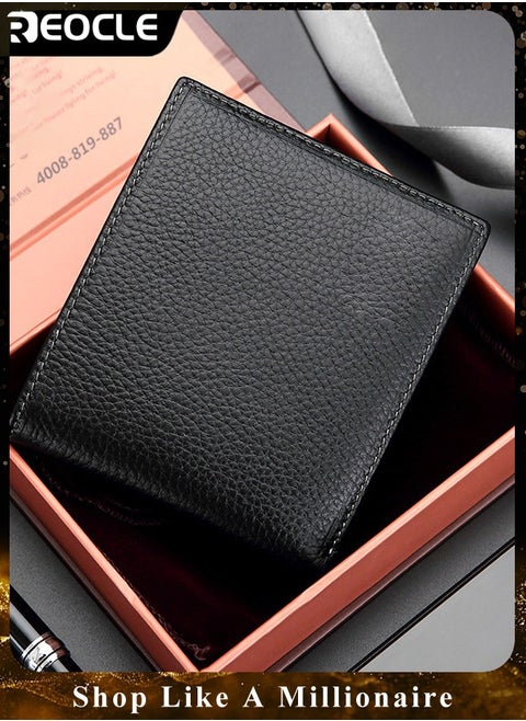 Men's Leather Wallets with Large Capacity & Multiple Card Slots & Multi-functional Zip Coin Pocket & Simple Appearance & Retro Business Style
