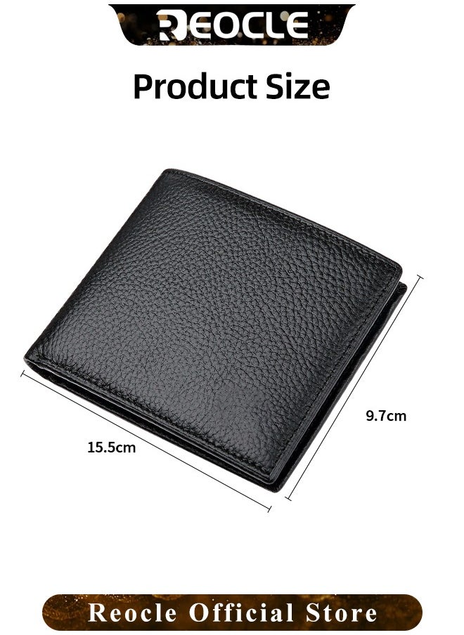 REOCLE - Men's Leather Wallets with Large Capacity & Multiple Card Slots & Multi-functional Zip Coin Pocket & Simple Appearance & Retro Business Style - Image 1