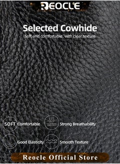 REOCLE Men's Leather Wallets with Large Capacity & Multiple Card Slots & Multi-functional Zip Coin Pocket & Simple Appearance & Retro Business Style  - Image 4