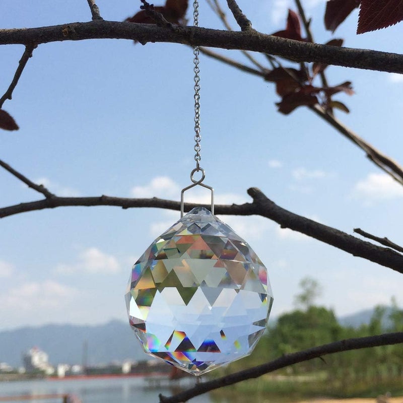 JIHUI Suncatcher Crystals Ball Prism Window Rainbow Maker with Chain for Easy Hanging 40 mm 2 Pack - Image 2