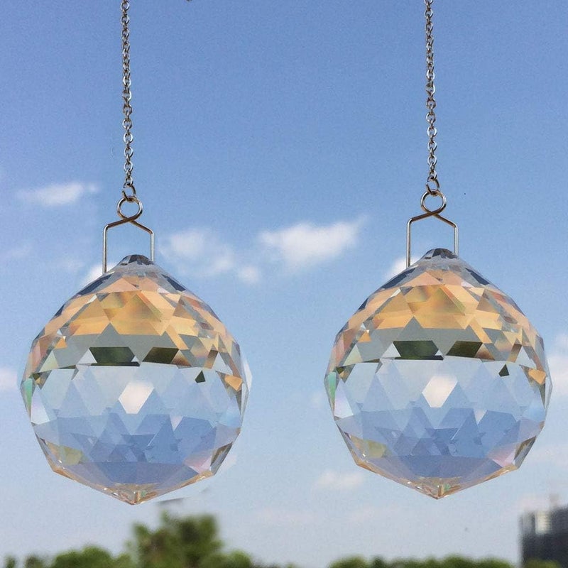 JIHUI Suncatcher Crystals Ball Prism Window Rainbow Maker with Chain for Easy Hanging 40 mm 2 Pack - Image 3