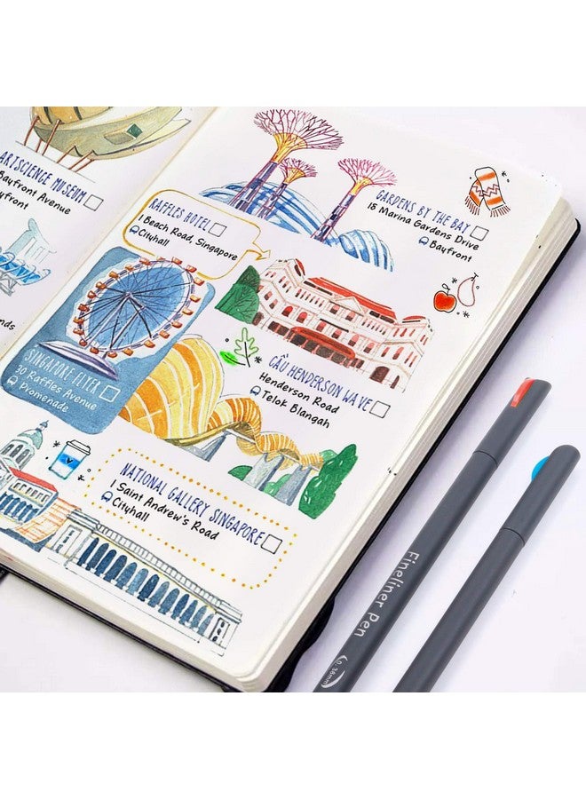 Lineon K Journal Planner Colored Pens, Lineon 40 Colors Fineliner Pens With 6 Different Stencils, Perfect Set For Journal Planner Note Calendar Coloring Office School Art Supplies  - Image 5