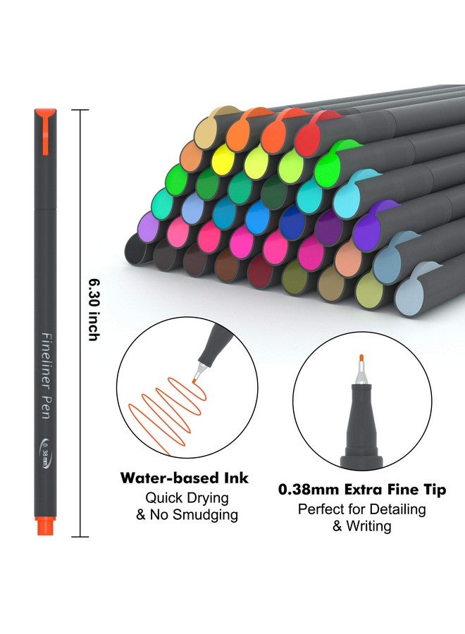 Lineon K Journal Planner Colored Pens, Lineon 40 Colors Fineliner Pens With 6 Different Stencils, Perfect Set For Journal Planner Note Calendar Coloring Office School Art Supplies  - Image 3