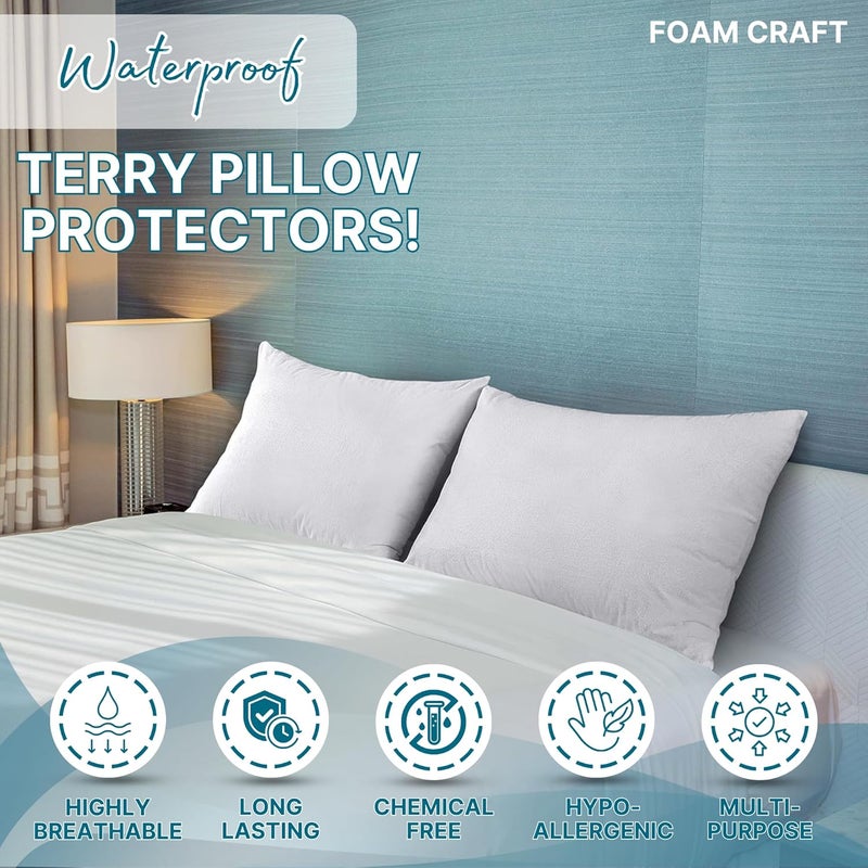 FOAM CRAFT Luxury Terry Waterproof Pillow Protectors - Pack of 2 (50 x 70cm) - Image 3