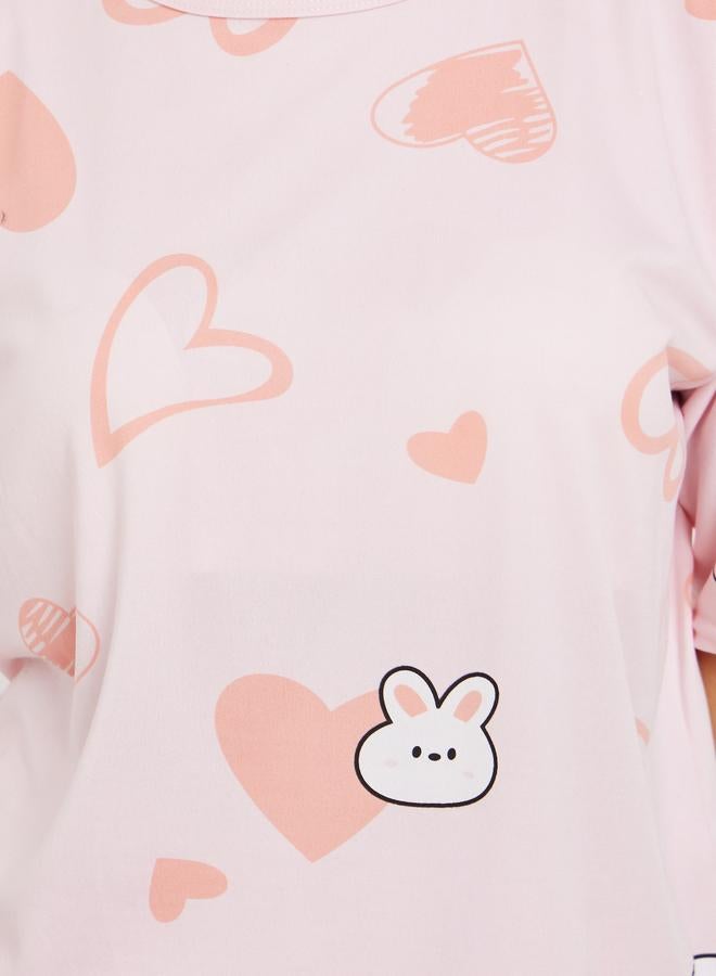 Styli Rabbit Print Short Sleeve T-Shirt and Shorts Set - Image 3