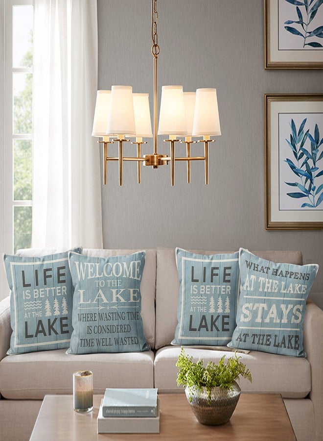 M-Qizi Lake-Lasting Memories Throw Pillow, 18 x 18 Inch Set of 4 - House & Porch Decor - Image 2
