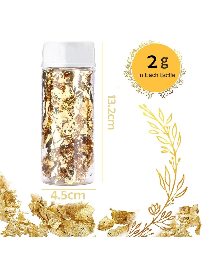Bluejw رقائق الذهب foil لصنع الراتنج، رقائق الذهب، زجاجة واحدة من رقائق foil المعدنية، لفن الأظافر، الرسم، الحرف اليدوية، صنع مجوهرات الراتنج، الحرف اليدوية DIY، سلايم وصنع مجوهرات الراتنج (2غ) - Image 2