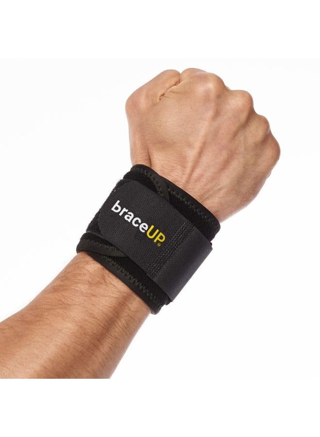 BraceUP Ã‚® Wrist Compression Strap and Support, One Size Adjustable (Black), 1 PC - Image 1