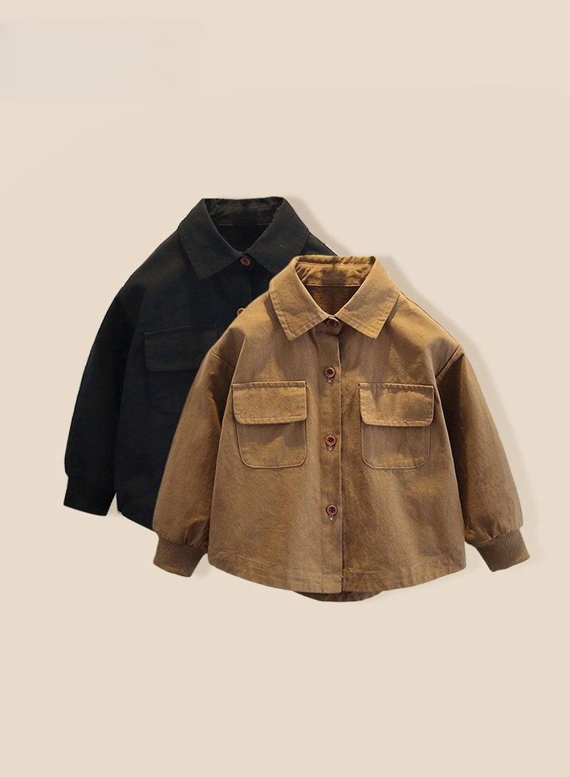 Children's Pure Cotton Shirt Casual Long Sleeved Workwear Jacket  - Image 4