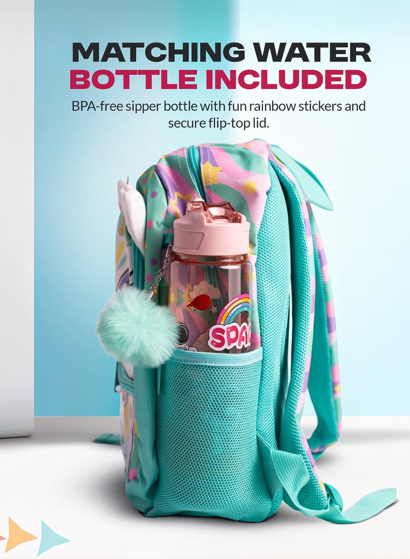 بيبي حقيبة ظهر للأطفال للبنات من عمر سنتين فما فوق، حقائب مدرسية للأطفال للبنات، حقيبة ظهر مدرسية خفيفة الوزن للبنات، حقائب كتب بثلاثة أقسام، لوازم مدرسية، حقائب ظهر لمرحلة ما قبل المدرسة للبنات، باللون الأخضر - Image 4